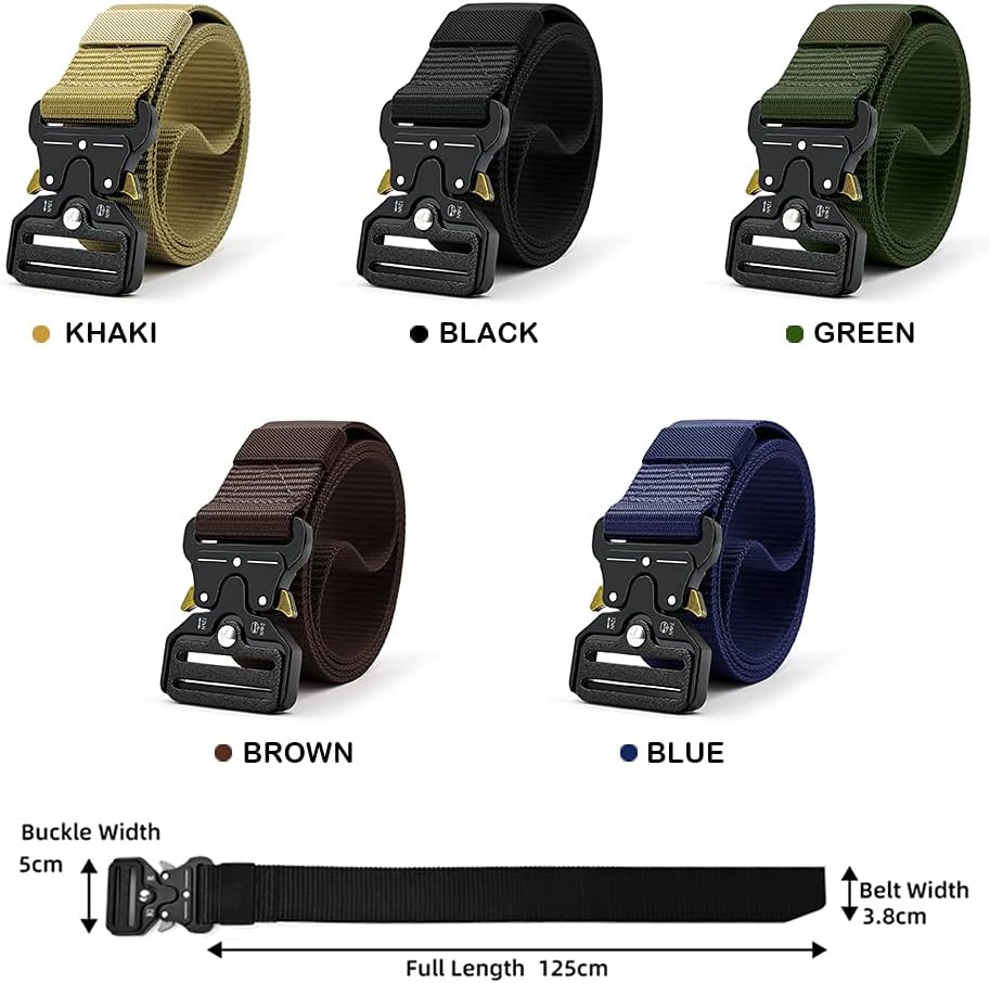 HOTDOOPAI Tactical Belt for Men, Military Nylon Web with Heavy Duty Quick Release Metal Buckle, 1.5'' Wide - Ideal for Work,