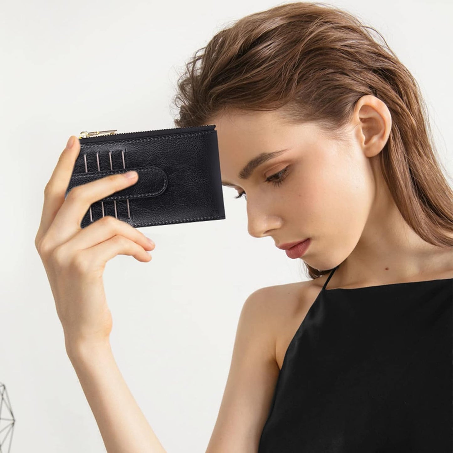 HOTFALAN MULE Air-tag Womens Wallet Genuine Leahter Bifold Credit Card Holder with Built-in Integrated Case