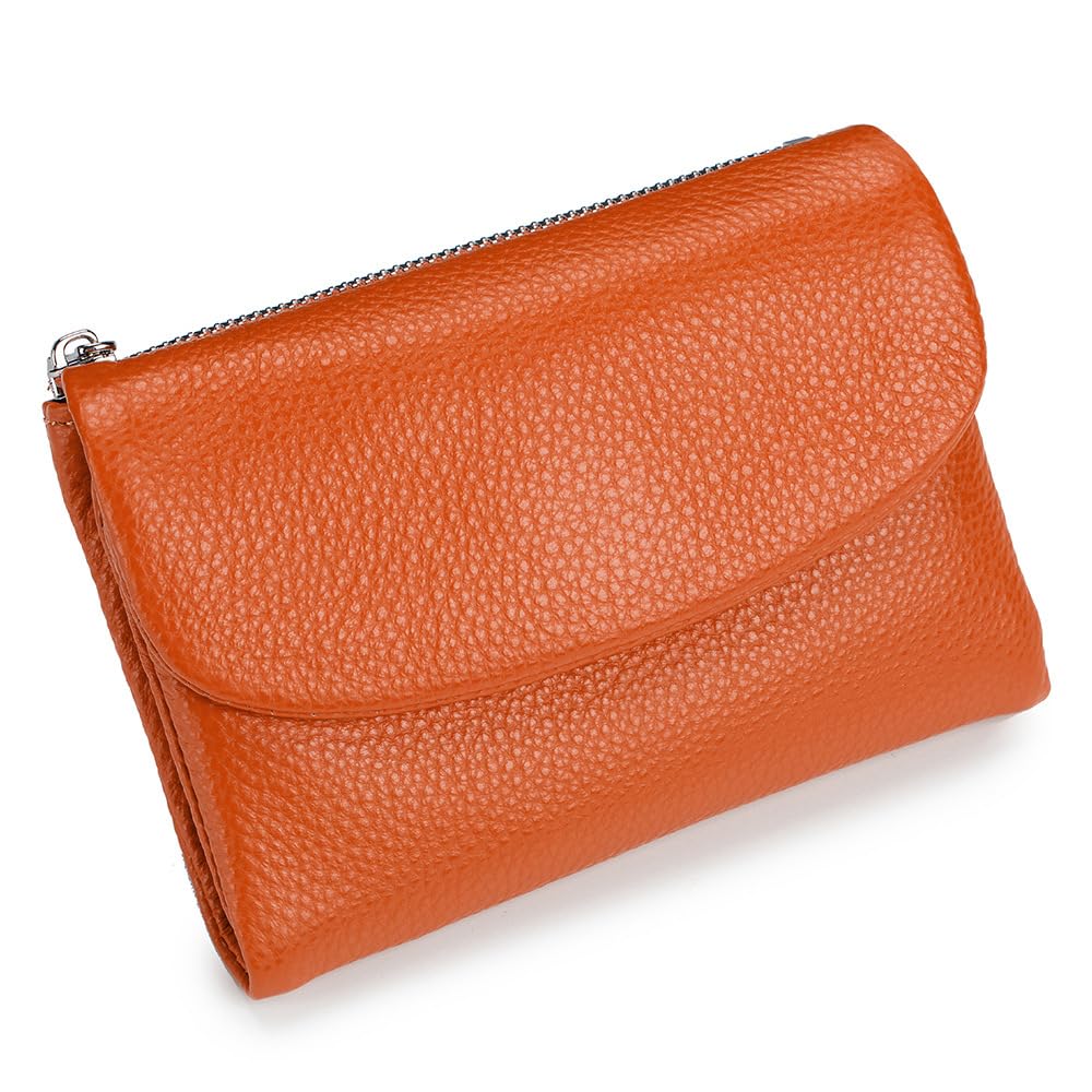 HOTLECDOA Unisex Pebble Leather Wallet, Short Genuine Leather Coin and Card Wallet, Small Wallets for Women, Suitable for Coins and Cards (#15)