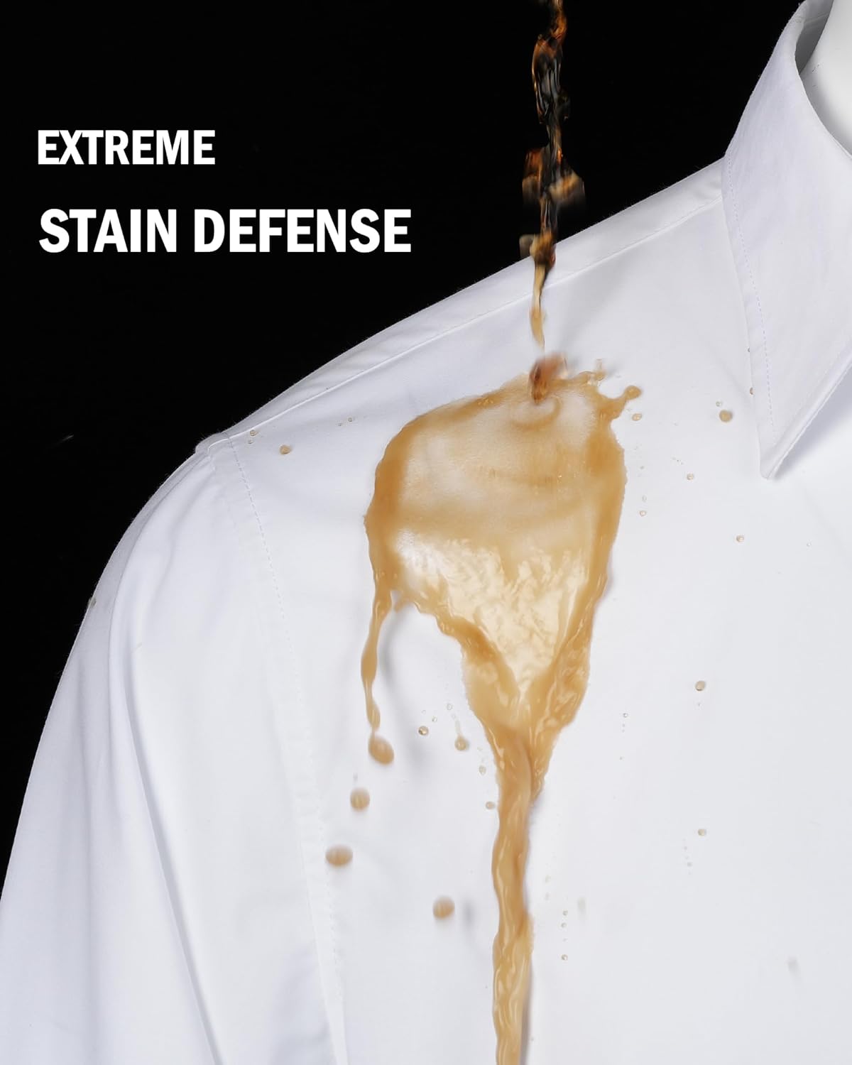 HOTJ.VER Men's Dress Shirts Stretch Stain Shield Long Sleeve Solid Formal Shirt Business Casual Button Down Shirts