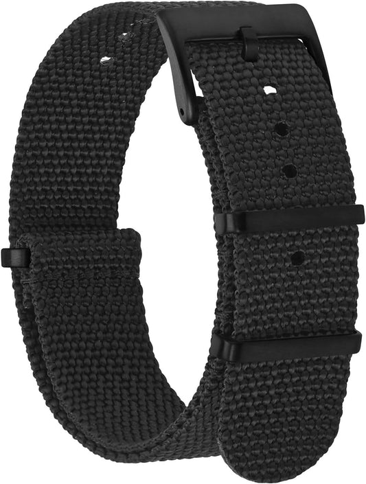 HOTBISONSTRAP Nylon Watch Bands for Men, One-Piece Military Watch Straps, 18mm 20mm 22mm