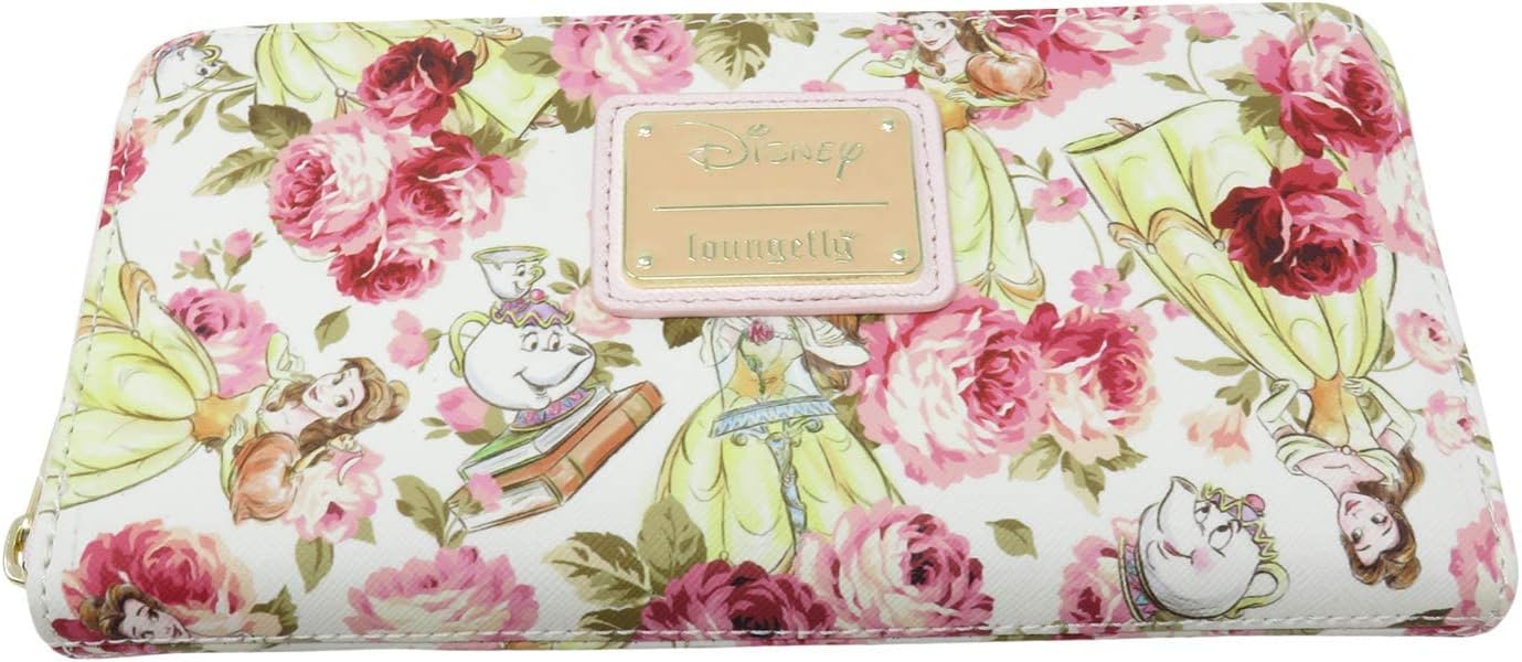 HOTLoungefly Disney Beauty & The Beast Belle Mrs. Potts Pink Peony Floral Wallet