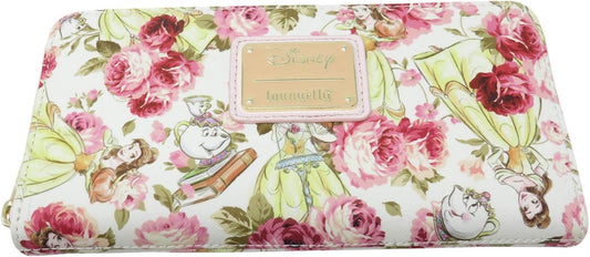 HOTLoungefly Disney Beauty & The Beast Belle Mrs. Potts Pink Peony Floral Wallet