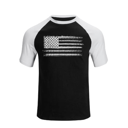 HOTH HYFOL Men's Graphic T-Shirts USA Flag Cotton Short Sleeve American Patriotic Crewneck Casual Regular Tee Shirts