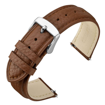 HOTANNEFIT Watch Band 18mm, Quick Release Textured Padded Leather Straps with Gold Buckle for Men and Women (Black)