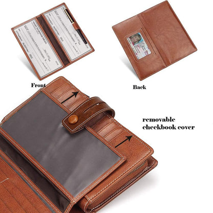 HOTFT FUNTOR Women's Big Fat RFID Blocking Wallet Leather Zip Around Clutch Large Phone Organizer Wristlet