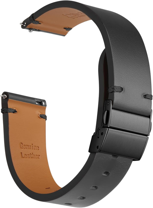 HOTRitche Quick Release Leather Watch Bands for Men Women, Leather Watch Straps with Butterfly Clasp, 18mm 20mm 22mm Watch Band, Black, Brown, Coffee