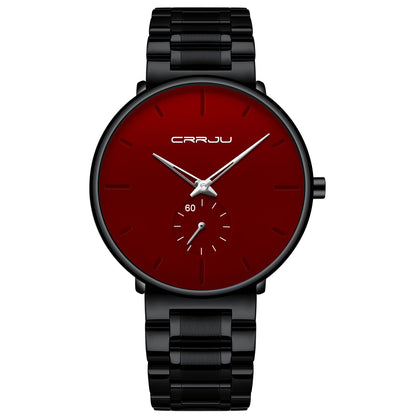 HOTMens Watches Ultra-Thin Minimalist Waterproof-Fashion Wrist Watch for Men Unisex Dress with Stainless Steel Band-Black Hands