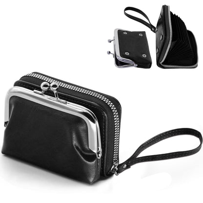 HOTDetachable 2 in 1 Genuine Leather Wallet for Women Credit Card Holder with Zipper Coin Purse (Wine Red2)