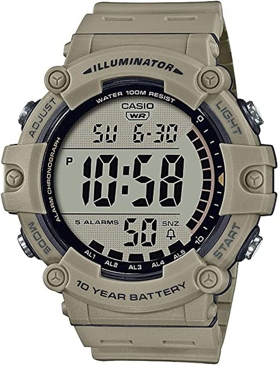 HOTCasio Illuminator AE1500WH Series | 10-Year Battery | LED Backlight | 5-Alarms | 1/100 Sec Stopwatch | Men's Digital Watch