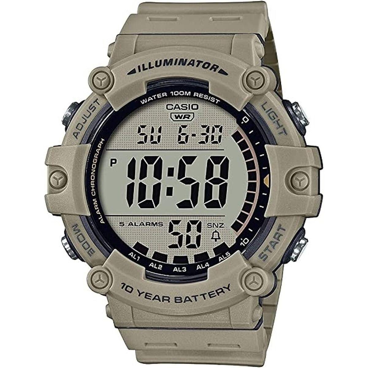 HOTCasio Illuminator AE1500WH Series | 10-Year Battery | LED Backlight | 5-Alarms | 1/100 Sec Stopwatch | Men's Digital Watch