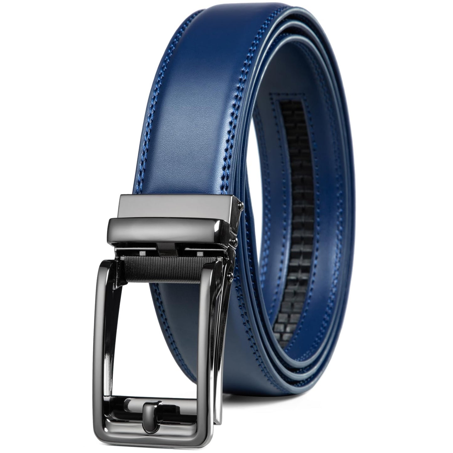 HOTFounders & C Men's Leather Ratchet Comfort Click Belt Dress with Slide Buckle -Adjustable Trim to Fit