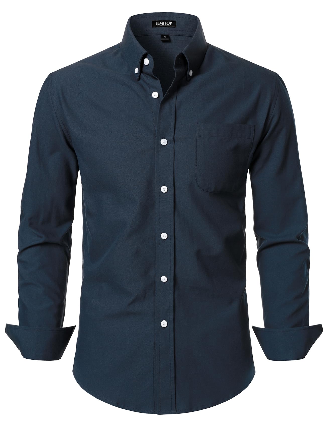 HOTJEMITOP Men's Classic Lightweight Oxford Button Down Collar Shirts Business Casual Long Sleeve Dress Shirt with Pocket