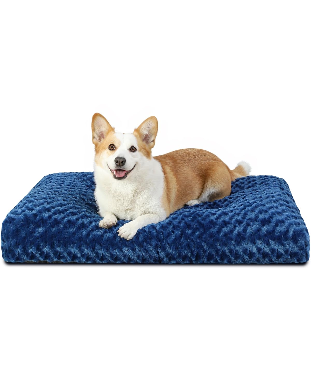 HOTKSIIA Washable Dog Bed Deluxe Plush Dog Crate Beds Comfy Kennel Pad Anti-Slip Pet Sleeping Mat for Large, Jumbo, Medium, Small Dogs Breeds, 35" x 23", Gray