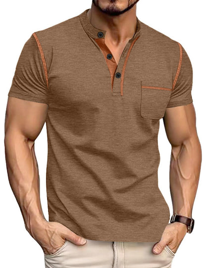 HOTMen's Henley Shirt Short Sleeve T-Shirt Casual Top Pullover Summer Lightweight Tee Shirts with Button