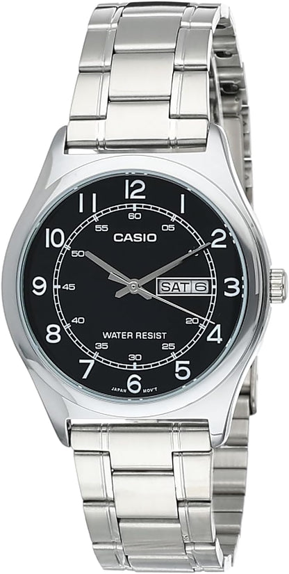 HOTCasio MTP-V006D-1B2 Men's Stainless Steel Easy Reader Black Dial Day Date Analog Dress Watch
