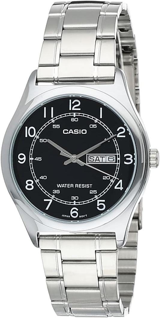 HOTCasio MTP-V006D-1B2 Men's Stainless Steel Easy Reader Black Dial Day Date Analog Dress Watch