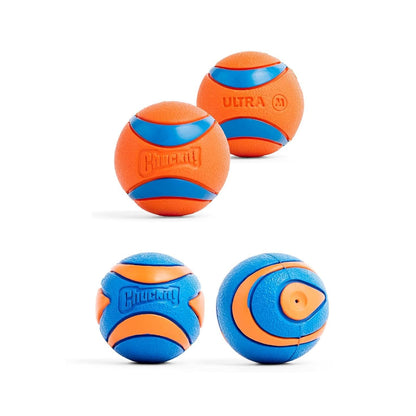 HOTChuckit! Ultra Ball Dog Toy - Medium Bouncy Fetch Balls For Dogs 20-60 lbs - Made from Durable Rubber - Floating Water Pet Toys - Size Medium - 2.5-inch Diameter - Pack of 4