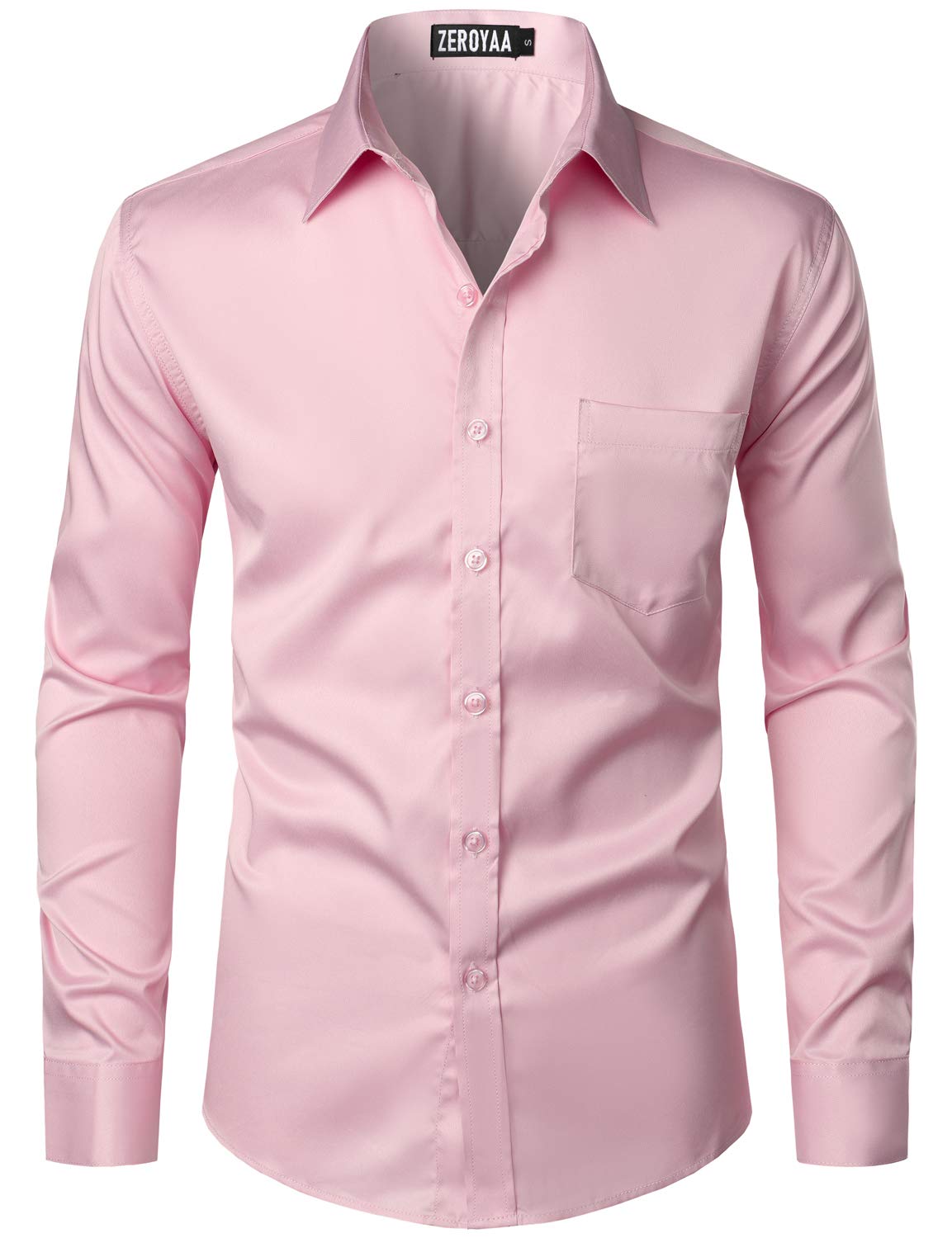 HOTZEROYAA Men's Urban Stylish Casual Business Slim Fit Long Sleeve Button Up Dress Shirt with Pocket