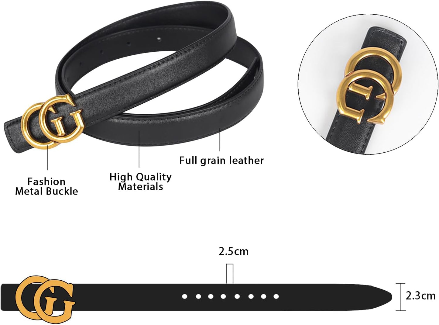 HOTAurolran Women's Leather Belt with Buckle - Ideal for Dresses, Jeans, and Coats