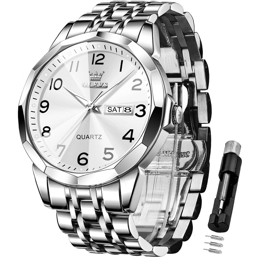 HOTOLEVS Watch for Men Simple Business Dress Analog Stainless Steel Waterproof Luminous Date Easy Read Men Wrsit Watch