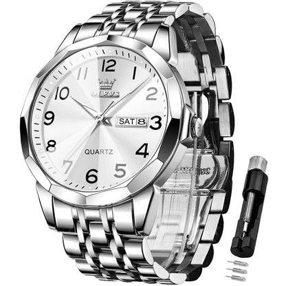 HOTOLEVS Watch for Men Simple Business Dress Analog Stainless Steel Waterproof Luminous Date Easy Read Men Wrsit Watch