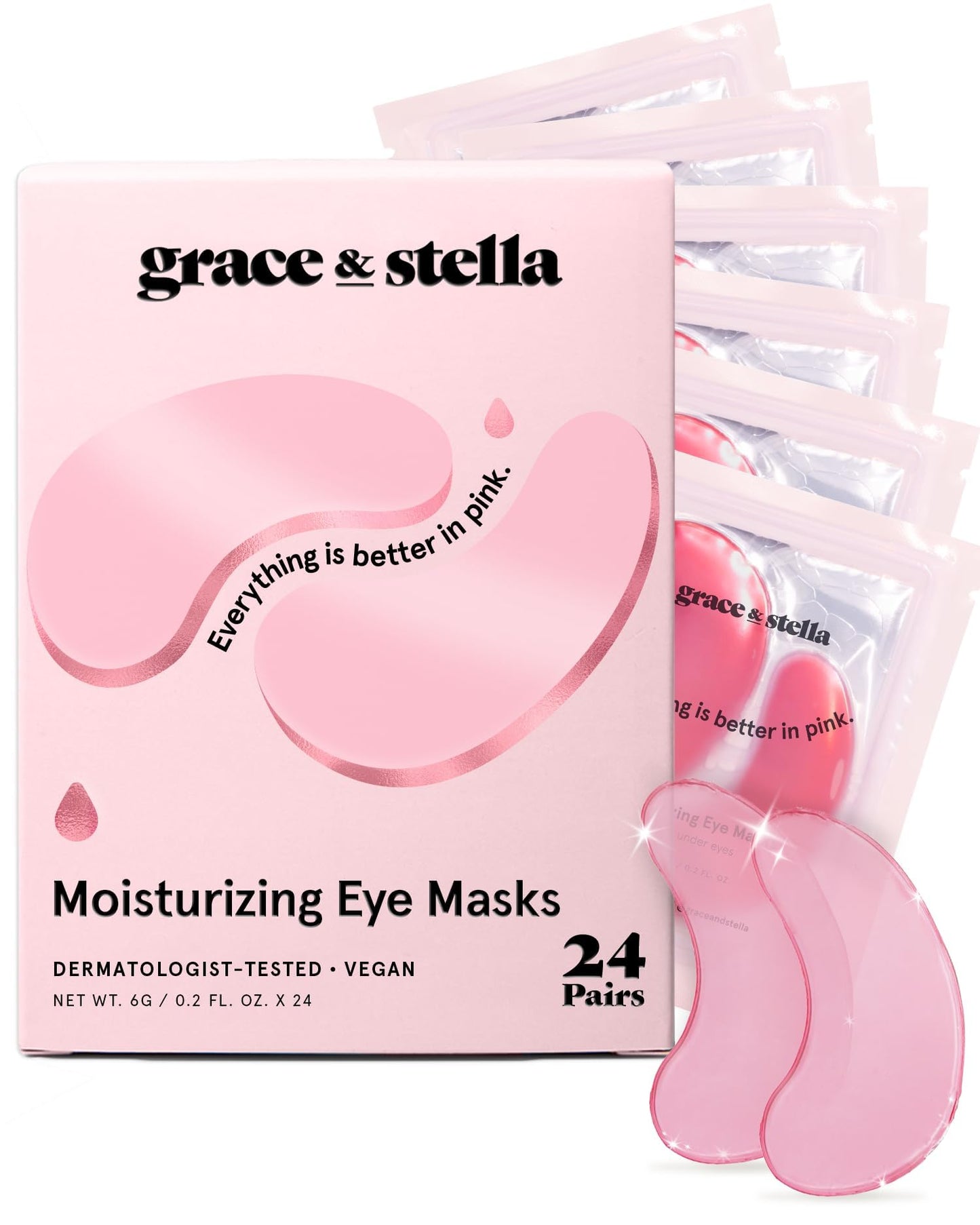 HOTgrace & stella Award Winning Under Eye Mask - Birthday Gifts for Women - Gel Eye Patches for Dark Circles, Puffy Eyes, Undereye Bags - Gifts for Mom - Vegan Self Care (24 Pairs, Gold)