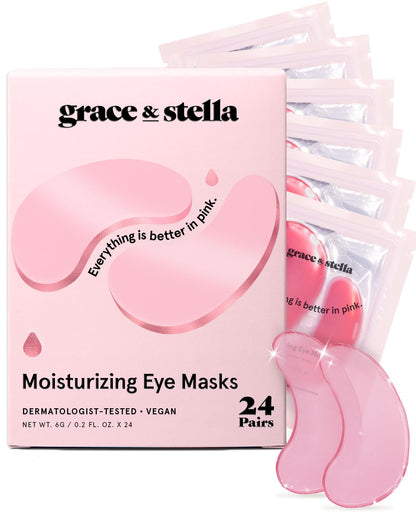 HOTgrace & stella Award Winning Under Eye Mask - Birthday Gifts for Women - Gel Eye Patches for Dark Circles, Puffy Eyes, Undereye Bags - Gifts for Mom - Vegan Self Care (24 Pairs, Gold)
