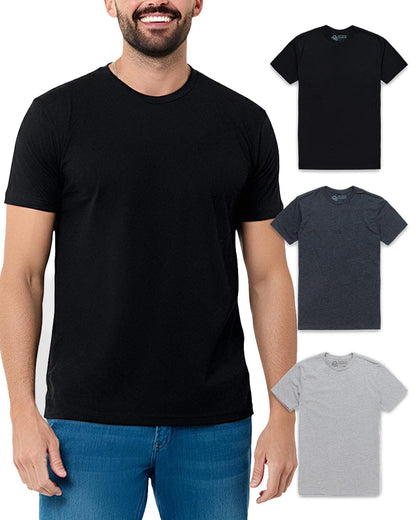 HOTMens T Shirts Soft Cotton Crew Neck Athletic Fit Casual Tees S-4XL | Soft cotton blend casual tee shirts with 4-way stretch - tag-free athletic fit for gym, work & casual wear. A go-to gift.