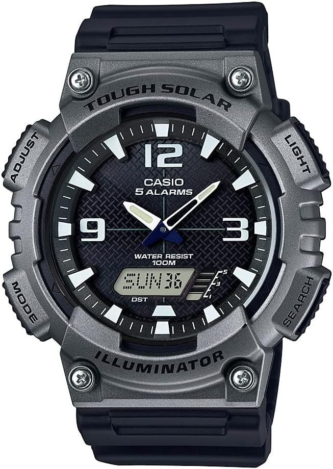 HOTCasio AQS800W Series | Analog Digital Watch | 100M WR | Solar Powered | 1/100 SEC Stop Watch | 6-Language Day of The Week Indicator | Countdown Timer | LED Light | Multi Alarm