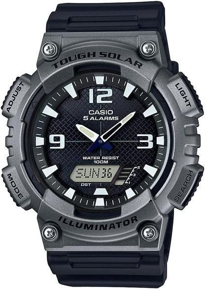HOTCasio AQS800W Series | Analog Digital Watch | 100M WR | Solar Powered | 1/100 SEC Stop Watch | 6-Language Day of The Week Indicator | Countdown Timer | LED Light | Multi Alarm