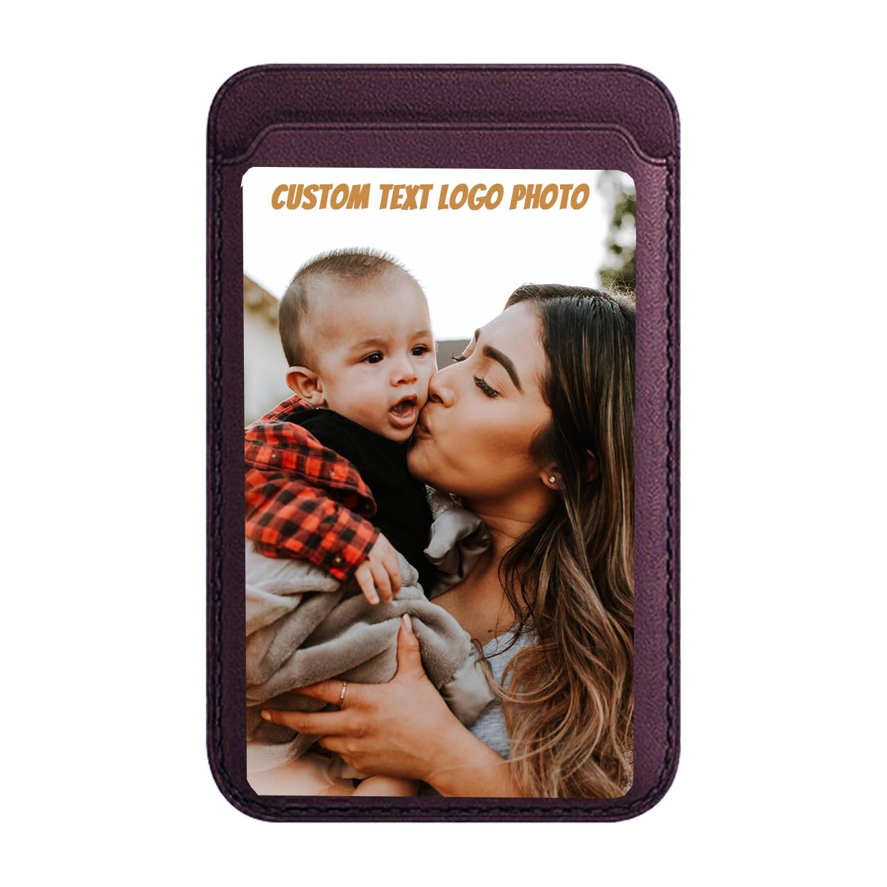 HOTCustom Leather Wallet for iPhone 16/15/14/13/12 Pro/Max/Plus/Mini Phone & Magnetic Case, Customizable Photo Text Words DIY Gift for Mens Ladies,RFID Card Holder with MagSafe Magnet Closure,Navy
