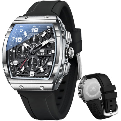 HOTOLEVS Mens Watches Stylish Chronograph Waterproof Luminous Silicon Strap Multifunction Watches for Men Business Men Wrist Watch