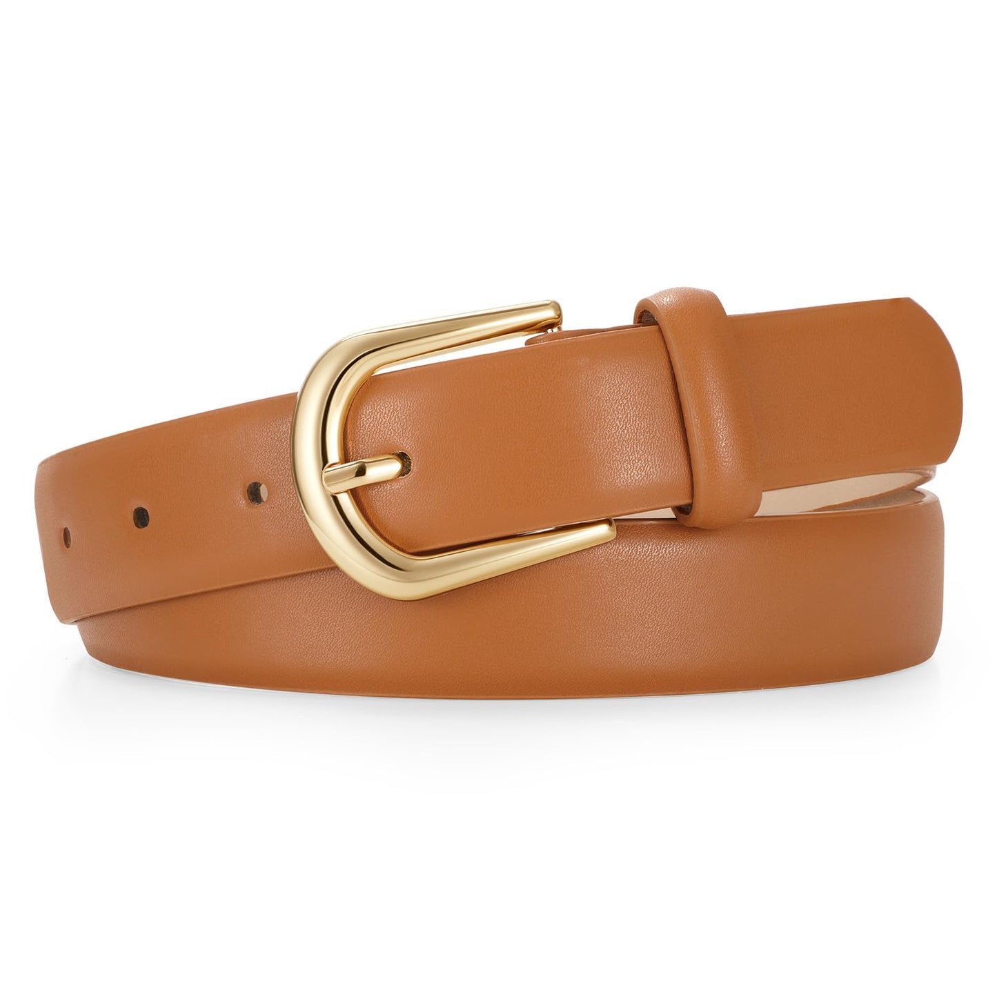 HOTJASGOOD Leather Belt Women Belts for Jean Pants with Gold Buckle Fashion Ladies Waist Belt