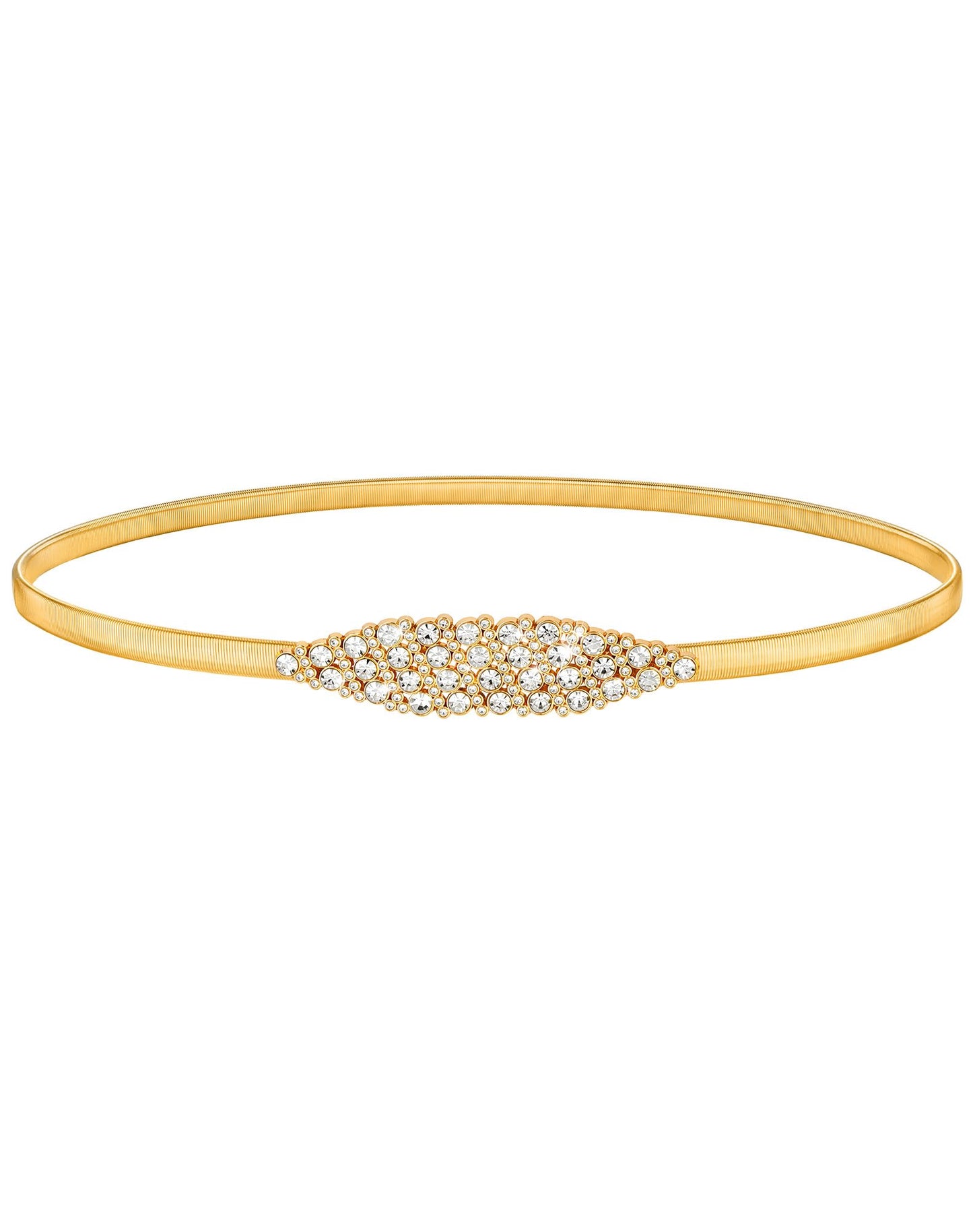 HOTSANSTHS Silver Rhinestone Elastic Waist Belt for Women, Metal Skinny Ladies Belt for Dresses Wedding Party Formal Occasions