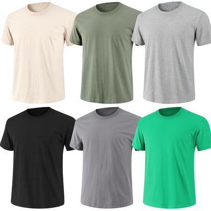 HOT6-Pack Bulk Men’s T-Shirts – Soft Pre-Shrunk Premium Cotton, Short Sleeves, Reinforced Collar, Crew Neck, Casual Fit