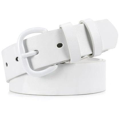 HOTWHIPPY Women Leather Belt for Jeans Pants Dresses Black Ladies Waist Belt with Pin Buckle