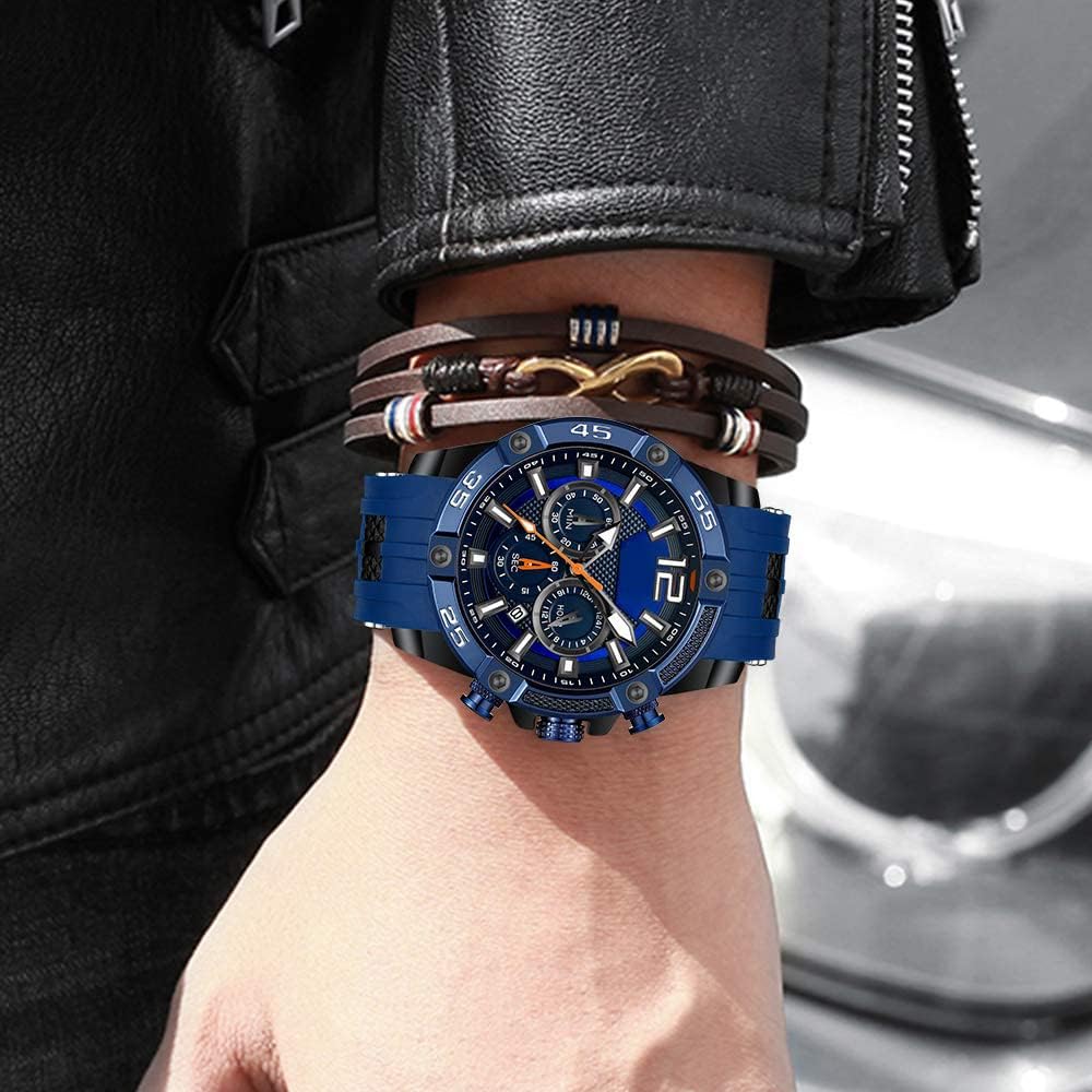 HOTAIMES Watch for Men Sport Military Waterproof Chronograph Mens Watches Analog Quartz Big Face Classic Stylish Fashion Casual Designer Business Work Wrist Watch Elegant Gift for Men