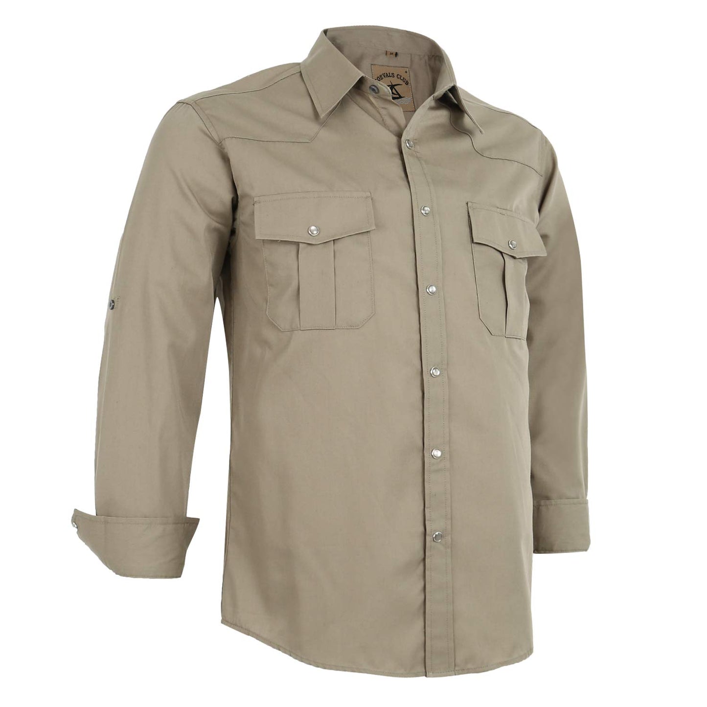 HOTCOEVALS CLUB Men's Western Pearl Snap Button Up Casual Cowboy Long Sleeve Two Pockets Work Shirts