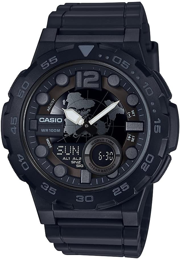 HOTCasio Men's AEQ-100W-1BVCF Classic Analog-Digital Display Quartz Black Watch