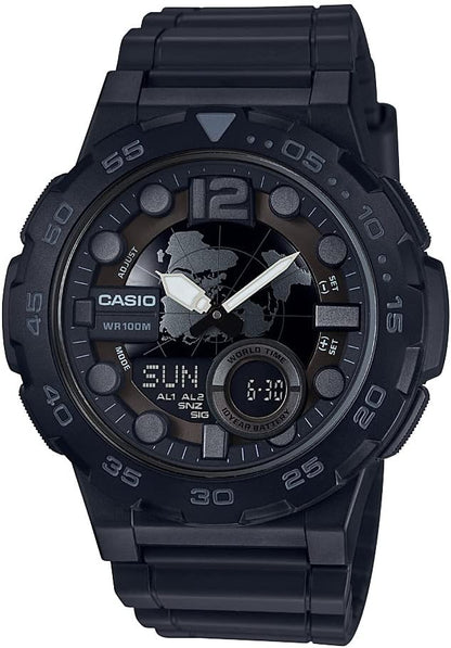 HOTCasio Men's AEQ-100W-1BVCF Classic Analog-Digital Display Quartz Black Watch