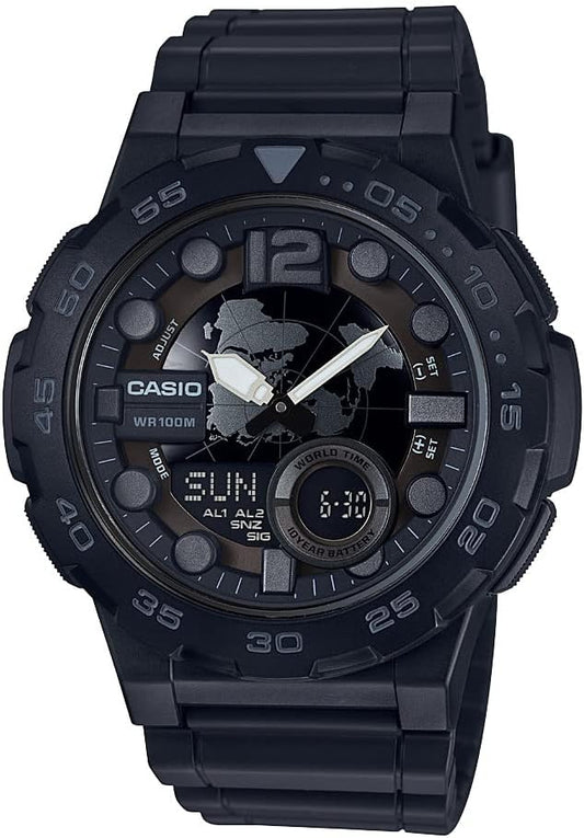 HOTCasio Men's AEQ-100W-1BVCF Classic Analog-Digital Display Quartz Black Watch