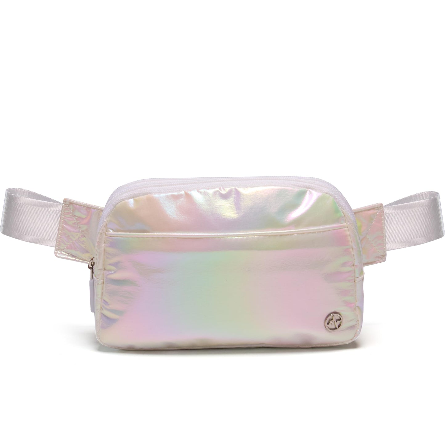 HOTPander Everywhere Belt Bag for Women, 5 Zipper Pockets Nylon Crossbody Fanny Pack Purse (White Opal)