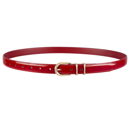 HOTJASGOOD Women Skinny Leather Belt for Jeans Pants Fashion Ladies Thin Belt for Dress with Gold Single Prong Buckle
