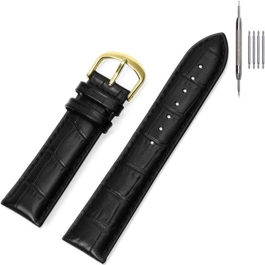 HOTEACHE Croco Design Leather Watch Bands, Classical Leather Watch Straps For Women&Mens Waterproof 12mm 14mm 16mm 18mm 19mm 20mm 22mm