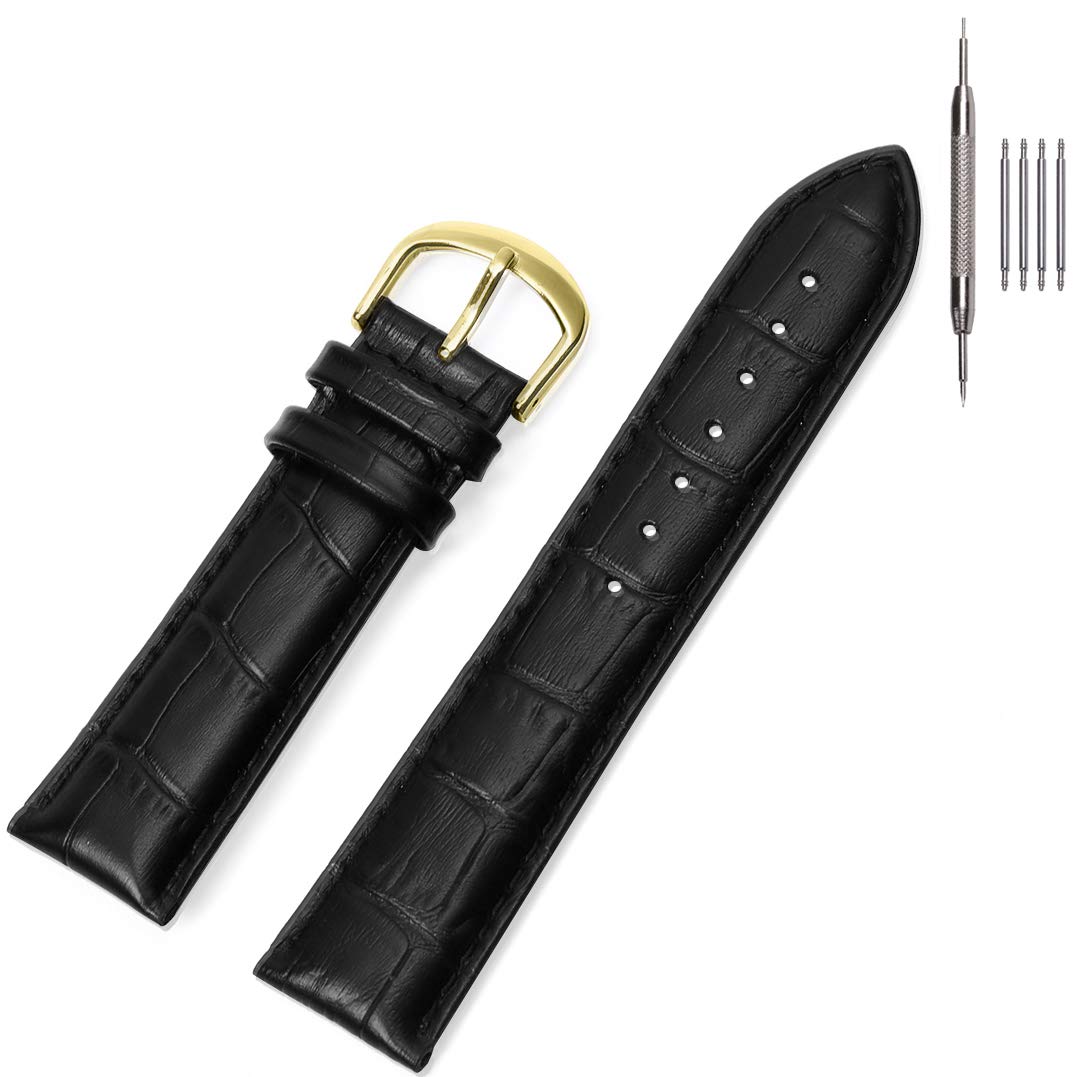 HOTEACHE Croco Design Leather Watch Bands, Classical Leather Watch Straps For Women&Mens Waterproof 12mm 14mm 16mm 18mm 19mm 20mm 22mm