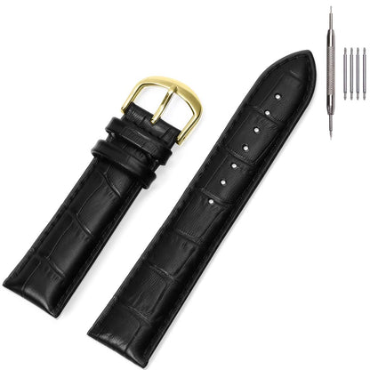 HOTEACHE Croco Design Leather Watch Bands, Classical Leather Watch Straps For Women&Mens Waterproof 12mm 14mm 16mm 18mm 19mm 20mm 22mm