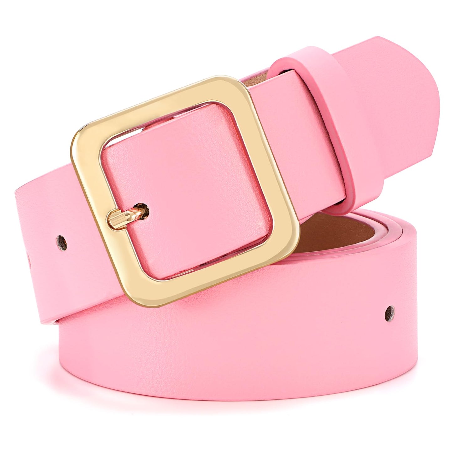 HOTXZQTIVE Women’s Leather Belts for Jeans Pants Dresses Fashion Ladies Black Belt with Square Buckle
