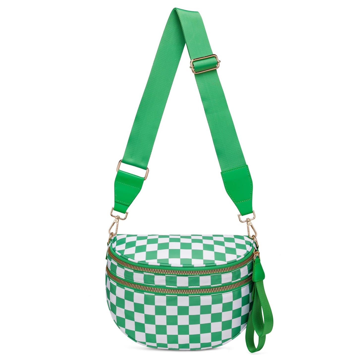 HOTPure Colour Crossbody Bum Bags for Women Spacious Checkered Cross body Bag Nylon Trendy Fanny Pack for Travel