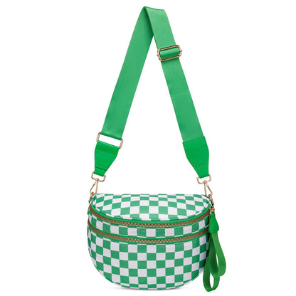 HOTPure Colour Crossbody Bum Bags for Women Spacious Checkered Cross body Bag Nylon Trendy Fanny Pack for Travel